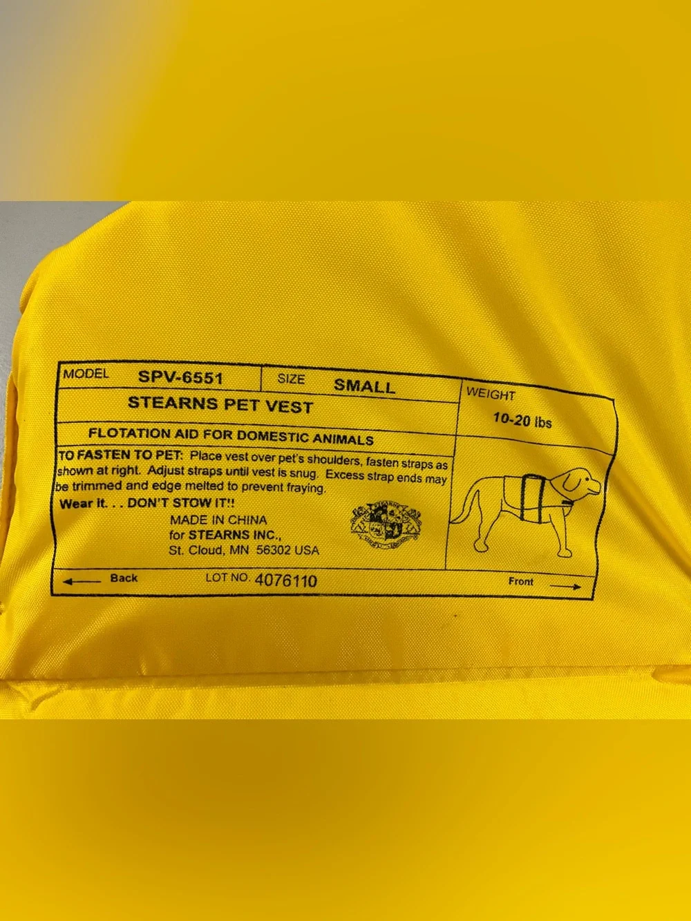 Dog Yellow Life Jacket Vest